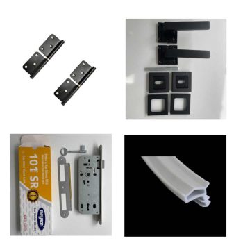 Amerkan Panel Kapı Aksesuar Takım ( Menteşe, Kol, Kilit ve Fitil ) - Siyah