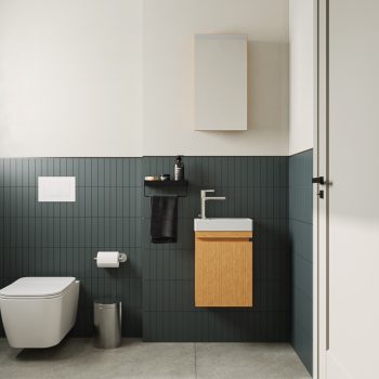 Banyo Dolabı Lavabolu 2li Set - Nova - 36cm - Bambu