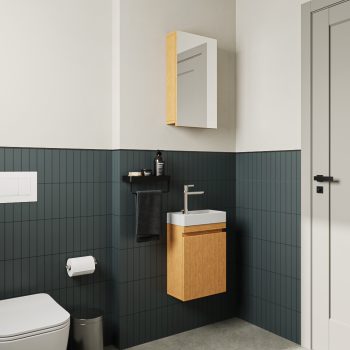 Banyo Dolabı Lavabolu 2li Set - Nova - 36cm - Bambu