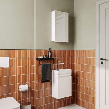 Banyo Dolabı Lavabolu 2li Set - Nova - 36cm - Beyaz