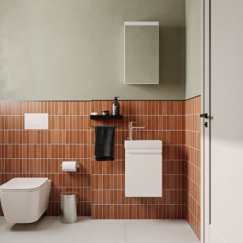 Banyo Dolabı Lavabolu 2li Set - Nova - 36cm - Beyaz