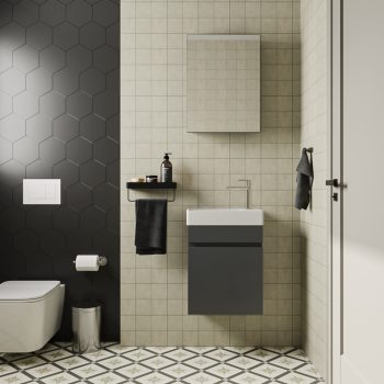 Banyo Dolabı Lavabolu 2li Set - Nova - 45cm - Antrasit