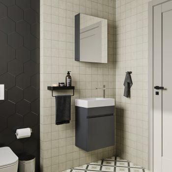 Banyo Dolabı Lavabolu 2li Set - Nova - 45cm - Antrasit