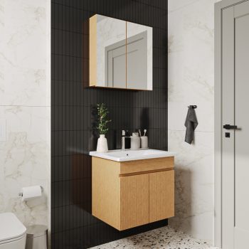 Banyo Dolabı Lavabolu 2li Set - Nova - 60cm - Bambu