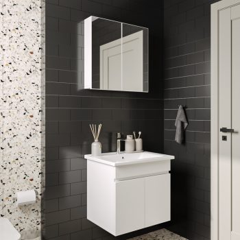 Banyo Dolabı Lavabolu 2li Set - Nova - 60cm - Beyaz