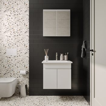 Banyo Dolabı Lavabolu 2li Set - Nova - 60cm - Beyaz