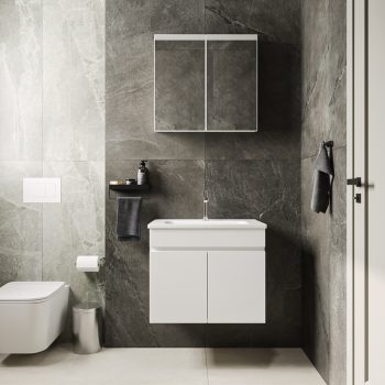 Banyo Dolabı Lavabolu 2li Set – Nova – 65cm – Beyaz