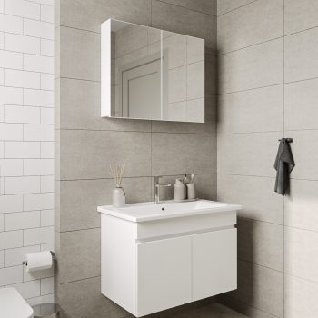Banyo Dolabı Lavabolu 2li Set - Nova - 80cm - Beyaz