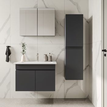 Banyo Dolabı Lavabolu 3lü Set - Nova - 100cm - Antrasit - 130