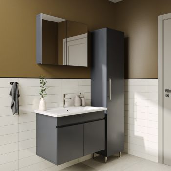 Banyo Dolabı Lavabolu 3lü Set - Nova - 100cm - Antrasit - 192