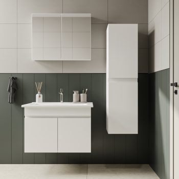 Banyo Dolabı Lavabolu 3lü Set - Nova - 60cm - Beyaz - 130