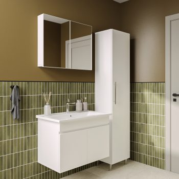 Banyo Dolabı Lavabolu 3lü Set - Nova - 60cm - Beyaz - 192