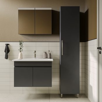 Banyo Dolabı Lavabolu 3lü Set – Nova - 80cm - Antrasit - 192