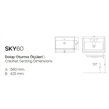 Dolap Uyumlu Seramik Lavabo - Banyo Sky 60 cm - Karen - Beyaz