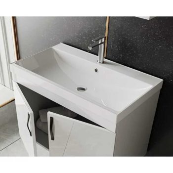 Dolap Uyumlu Seramik Lavabo - Banyo Sky 80 cm - Karen - Beyaz