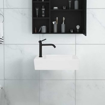 Asma veya Tezgah Lavabosu Misafir WC - Küçük Mini Lavabo - Tezgah Üstü Küçük 36x18x9cm - Mini Lavabo - Rova - Beyaz