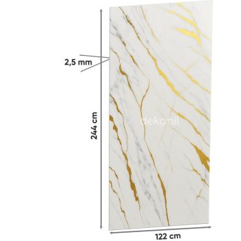 Beyaz Altın Mermer Desenli Pvc Duvar Paneli 122x244cm