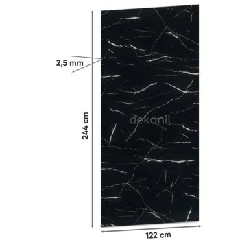 Black White Mermer Desenli Pvc Duvar Paneli 122x244cm