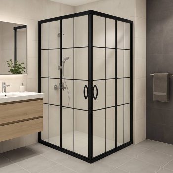 Duşakabin Kare Kabin Siyah Profil Temperli 5mm Karolaj 110-110cm H:190cm