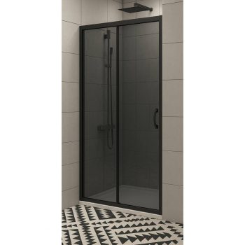 Duşakabin Ön Cephe 1+1 Siyah Profil Temperli 5mm Füme 100-110cm H:190cm