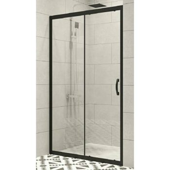 Duşakabin Ön Cephe 1+1 Siyah Profil Temperli 5mm Şeffaf Cam 141-150cm H:190cm