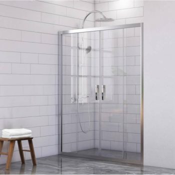 Duşakabin Ön Cephe 2+2 Parlak Profil Temperli 5mm Şeffaf Cam 141-150cm H:190cm