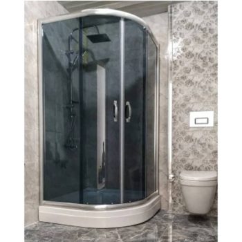 Duşakabin Oval Kabin Parlak Profil Temperli 5mm Füme 80-80cm H:190cm