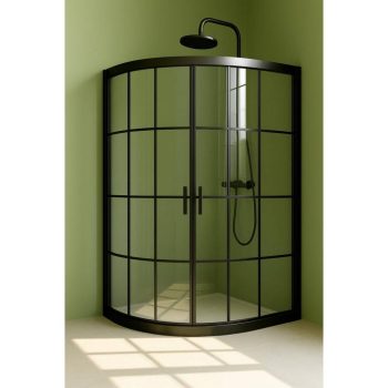 Duşakabin Oval Kabin Siyah Profil Temperli 5mm Karolaj 70-70cm H:190cm