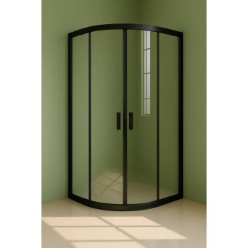Duşakabin Oval Kabin Siyah Profil Temperli 5mm Şeffaf Cam 90-90cm H:190cm