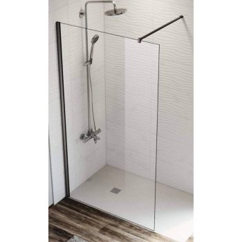 Duşakabin Yan Pano Siyah Profil Temperli 5mm Şeffaf Cam 51-60cm H:190cm