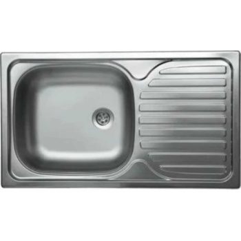 Eviye 43.5x76cm Paslanmaz Çelik Sol Damlacıklı Ankastre - Tezgah Üstü - Üstten Musluklu