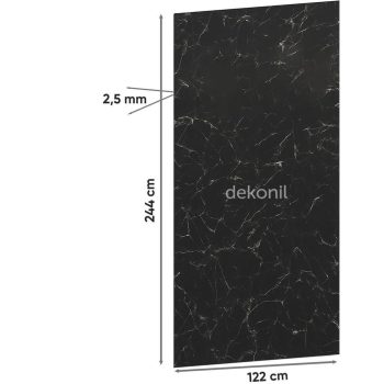 Siyah Beyaz Mermer Desenli Pvc Duvar Paneli 122x244cm