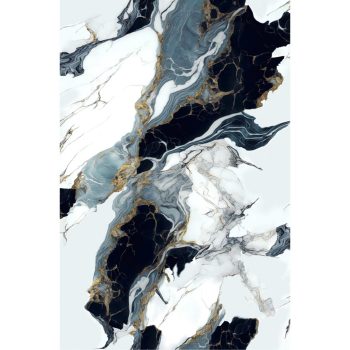 White Black Gold Mermer Desenli Pvc Duvar Paneli 122x244cm