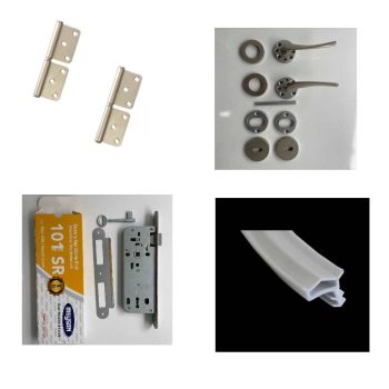 Amerkan Panel Kapı Aksesuar Takım ( Menteşe, Kol, Kilit ve Fitil ) - Nikel Saten