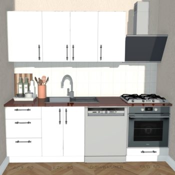 Hazır Mutfak Dolabı - 230cm - Leni - MDF - Beyaz