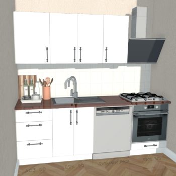 Hazır Mutfak Dolabı - 230cm - Leni - MDF - Beyaz