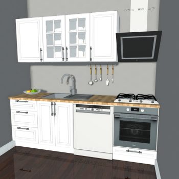 Hazır Mutfak Dolabı - 230cm - Leni - Mebran - Beyaz