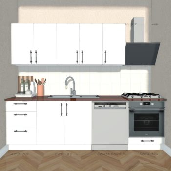 Hazır Mutfak Dolabı - 260cm - Leni- MDF - Beyaz