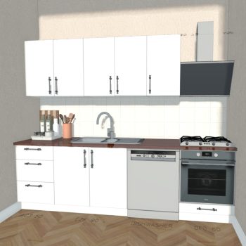 Hazır Mutfak Dolabı - 260cm - Leni- MDF - Beyaz