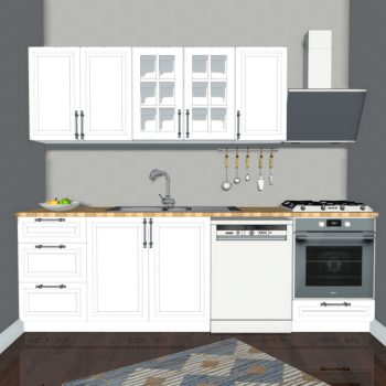 Hazır Mutfak Dolabı - 260cm - Leni - Mebran - Beyaz