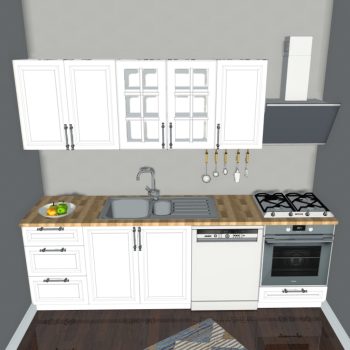 Hazır Mutfak Dolabı - 260cm - Leni - Mebran - Beyaz