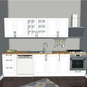 Hazır Mutfak Dolabı - 300cm - Leni - Mebran - Beyaz