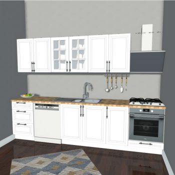 Hazır Mutfak Dolabı - 300cm - Leni - Mebran - Beyaz