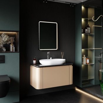 Banyo Dolabı Lavabolu 2’li Set - Auro - 100cm - Lake - Cappuccino