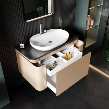Banyo Dolabı Lavabolu 2’li Set - Auro - 100cm - Lake - Cappuccino