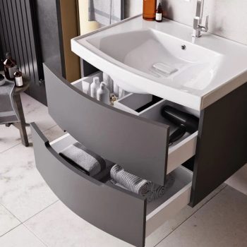 Banyo Dolabı Lavabolu 2’li Set – Modera – 70cm – Antrasit