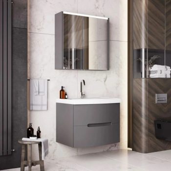 Banyo Dolabı Lavabolu 2’li Set – Modera – 70cm – Antrasit