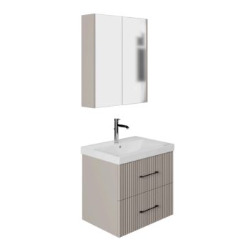 Banyo Dolabı Lavabolu 2’li Set – Verona – 60 cm – Mebran – Alman Kahve