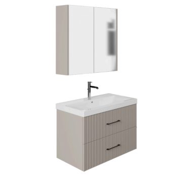 Banyo Dolabı Lavabolu 2’li Set – Verona – 80 cm – Mebran – Alman Kahve