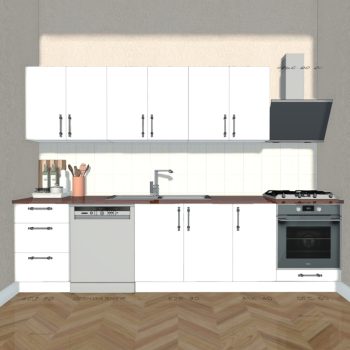 Hazır Mutfak Dolabı - 300cm - Leni- MDF - Beyaz